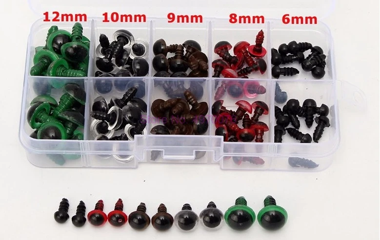 DHL 50boxes 6-12mm Black Plastic Eyes/ 100bags 10mm single black eye /100bags 5mm eyes shoe brushes |