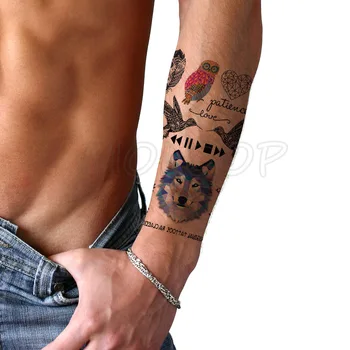 

Tattoo sticker owl wolf feather arrow letter bird compass cactus temporary fake tatto small element tatoo for kid girl man woman