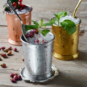 

400ml 304 Stainless Steel Julep Cup Mojito Mint Julep Cup Cocktail Mug Moscow Copper Mule Beer Cup Drinkware Function Cup