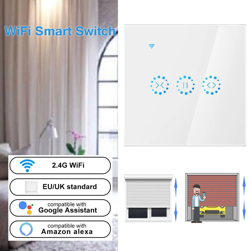 EU/US WiFi Curtain Blind Switch For Roller Shutter Electric Motorize Google Home Alexa Echo Voice Control DIY Smart Home