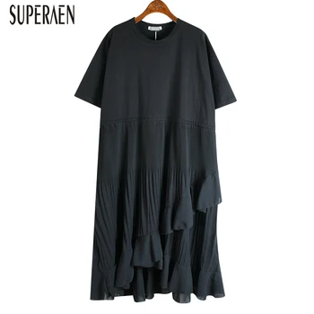 

SuperAen Irregular Ruffled Dress Female Temperament Fashion Women Dress Korean Style 2020 Summer New Women Clothing