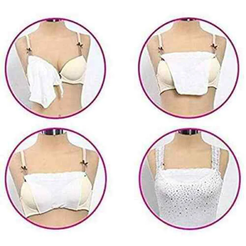 Women'S Lace Cleavage Cover Up Mock Camisole Bra Underwears Strapless  Insert Wrapped Chest Invisible Clip-On Adjustable Tube Top