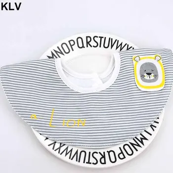 

360 Degree Newborn Baby Round Bibs Cartoon Cat Lion Stripes Fake Collar Waterproof Bandana Saliva Towel Burp Cloths