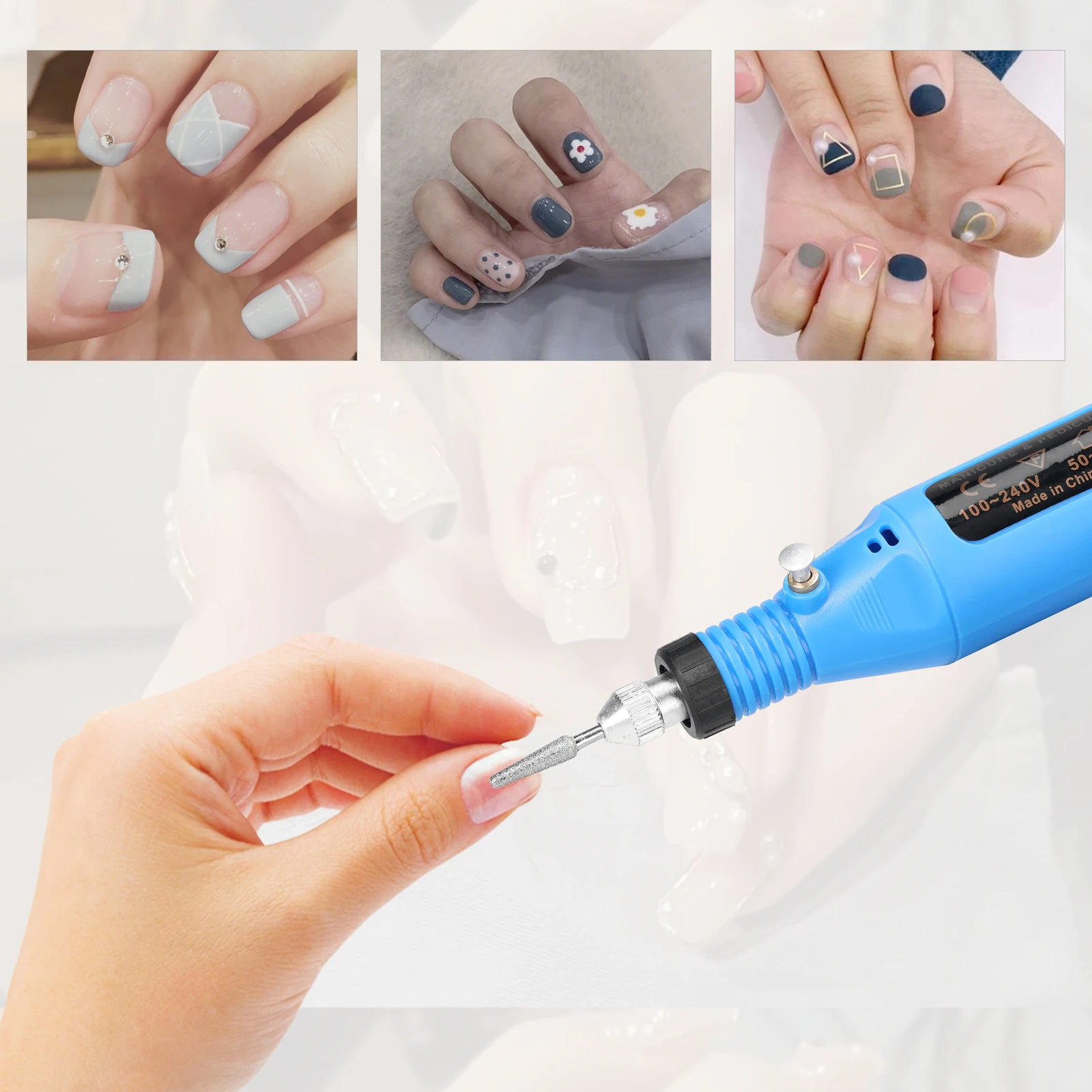 USB Power Supplys Handheld Mini Electric Grinder Nail Gelatum Removing Tool Machine Speed Adjustable Grinding Rotary Tool Kit 4