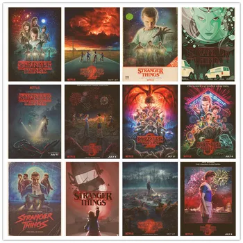 

Perfect JL Stranger Things Poster Season 3 1 2 Home Retro Poster Kraft Drawing core Wall stickers GQWY01