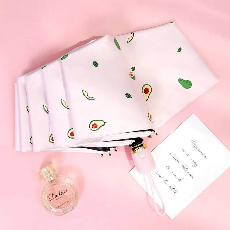 YADA Luxury Cartoon Fruit Avocado Umbrella Clear Folding Automatic Umbrellas For Children Women UV Lovely Rain Umbrella YD200037