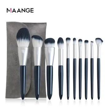 

MAANGE 10PCS Makeup Brushes Sets With Bag Blue Powder Blusher Foundation Make up Brush Blending Eyeshadow Brush Beauty Tools