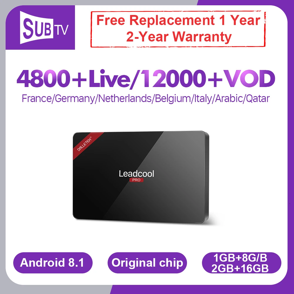

SUBTV IPTV Arabic France Italy Leadcool Pro RK3229 Android 8.1 IPTV Subscription Spain French Portugal Germany Turkey IP TV Box
