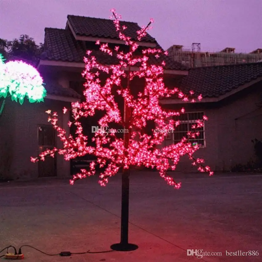 LED Artificial Cherry Blossom Tree Light Christmas Light 1152pcs LED Bulbs 2m/6.5ft Height 110/220VAC Rainproof Outdoor Use Free - Цвет: Красный