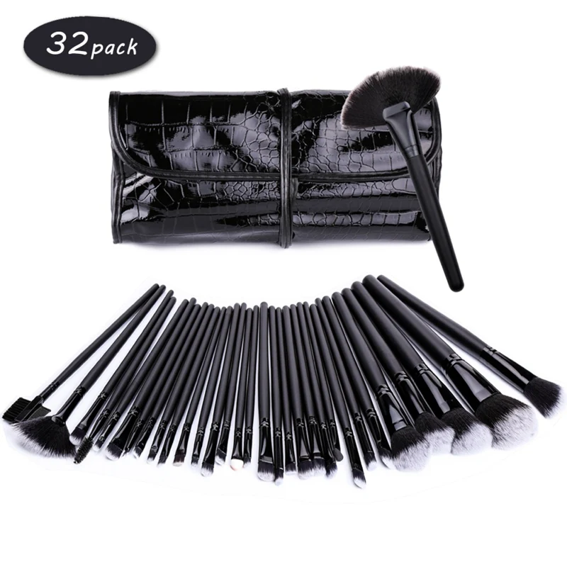 

32pcs Makeup Brushes Set Foundation Eyeshadow Lip Powder Eyebrow Eyelash Comb Kit Concealer Brush Blush Brush With Bag MKXJ