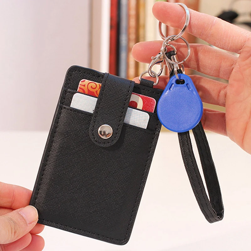 

2019 New Fashion Unisex Portable Candy Color ID Card Holder Bus Card Cover Identity Office Supplies Badge Key chain Card Protect