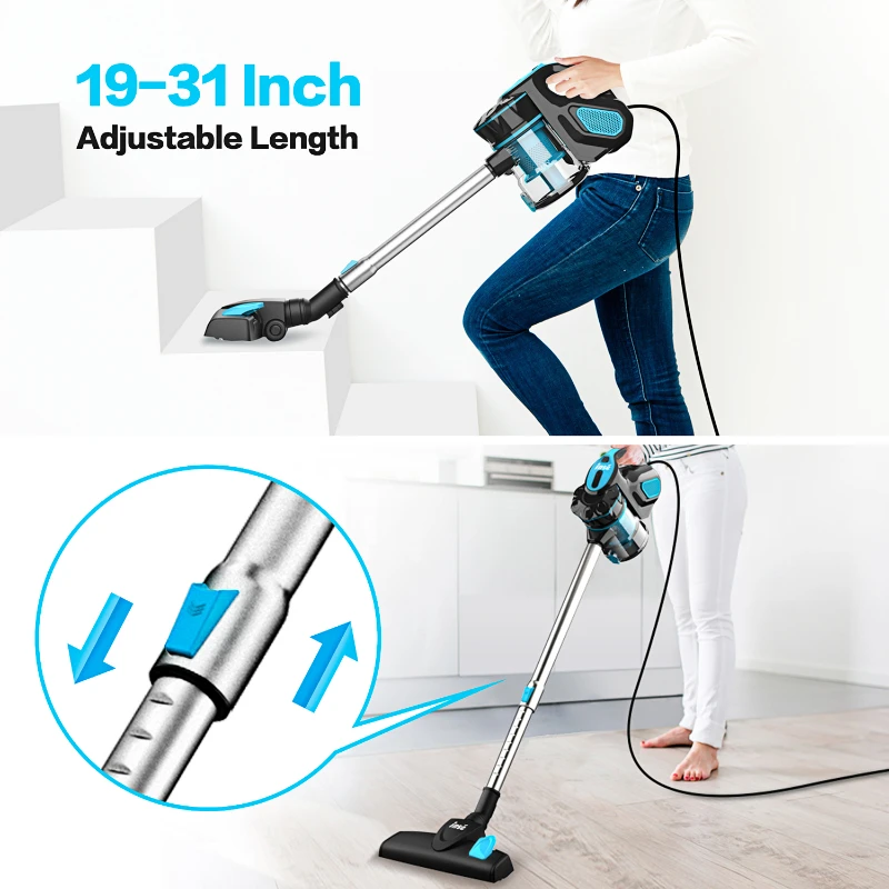 INSE Aspirador con Cable, Aspiradora Escoba de Succión Poderosa de 18kPa,  Aspiradora Escopa 3 En 1 Vertical y de Mano para Hogar, Sofas, Mascotas,  600W, 1L, Hepa Filtro Lavable (Azul) - AliExpress