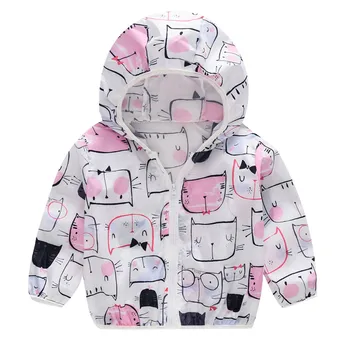 

Toddler Kids Summer Sunscreen Jackets Printing Hooded Outerwear Zipper Coats 2019 NEW Drop Shipping 9.16