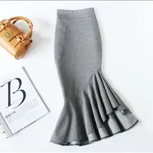 Размера плюс 4XL! Асимметричная юбка рыбий хвост с высокой талией Женская осенне-зимняя упаковка бедра А-силуэт клетчатая Офисная Женская юбка TB3769