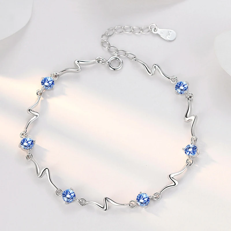PANSYSEN амулеты сине-белые браслеты с топазами для женщин серебро 925 ювелирные изделия для свадебной вечеринки драгоценный браслет подарки на день Святого Валентина