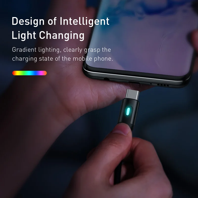 Кабель Baseus USB Type C для Samsung S9 S10 Quick Charge 3,0 Type C, светодиодный кабель для быстрой зарядки Huawei P30 Pro, USB-C, зарядное устройство Кабель Baseus USB Type C для Samsung S9 S10 Quick Charge 3,0 Type C, светодиодный кабель для быстрой зарядки Huawei P30 Pro, USB-C, зарядное устройство