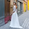 Boho Half Sleeves Wedding Dress V-Neck Sexy Backless Lace Bridal Gowns Floor Lenghth A-line African Robe De Mariee Customized 2