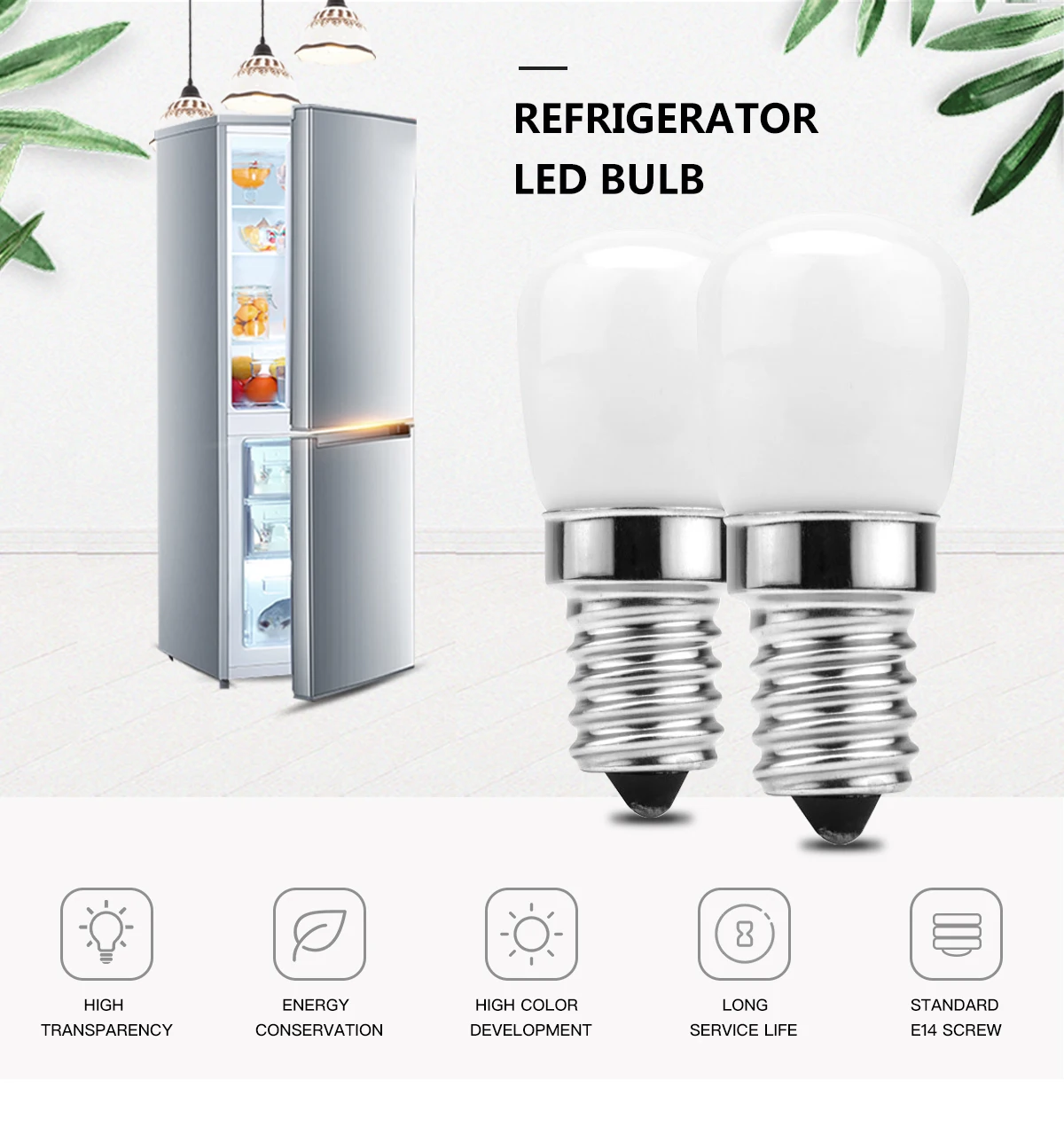 Ampoule de réfrigérateur à LED pour remplacer les lumières halogènes, lampe  AC 220V, blanc chaud, épis de maïs convaincu, SMD2835, E14, 3W, 2 pièces -  AliExpress