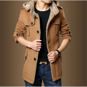

Trench Coats Men 2019 Winter Fashion Men Thick Jackets Fleece Slim Fit Hooded Trench Coat Long Casual Jackets Men Plus Size
