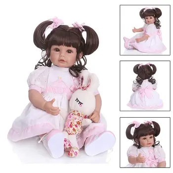

50cm Reborn Doll Realistic Soft Silicone Vinyl Newborn Babies Girl Princess Rabbit Toy Clothes Lifelike Handmade Gift Y4QA