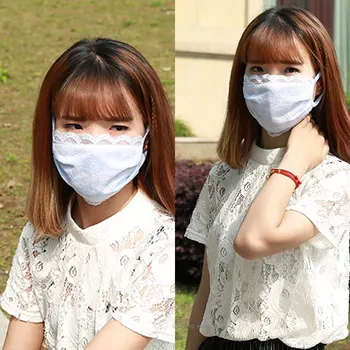 

Spring Breathable Mouth Mask Women Lace Cotton Mask Cycling Anti-Dust Face Mask Wind Proof Mouth Cover Face Shield