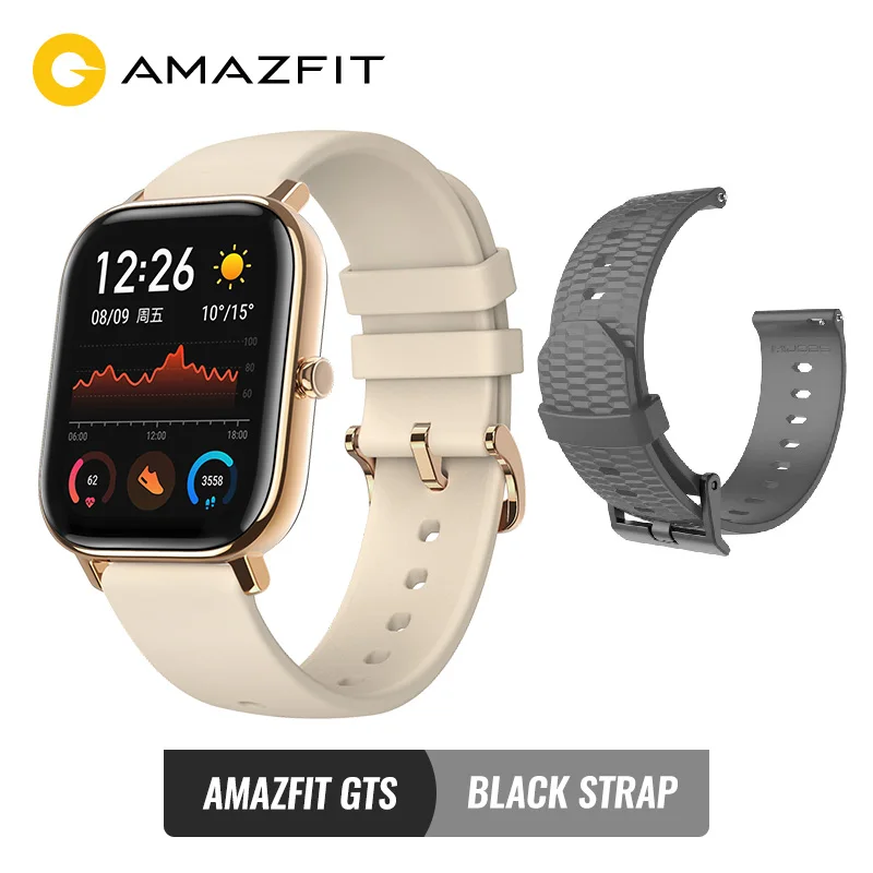 Глобальная версия Amazfit GTS, Смарт-часы, умные часы, gps, спортивные часы для бега, пульсометр 5 АТМ, водонепроницаемый браслет, AMOLED экран - Цвет: Gold add grey str