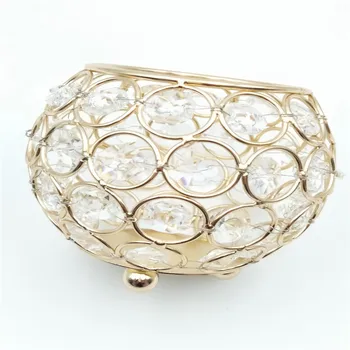 

Candle Stand 10cm Crystal Table Metal Bottle Candle Holder Wedding Home Decor Gold