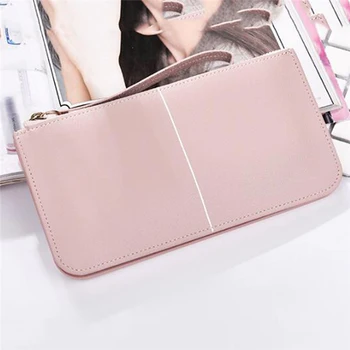

2019 Women Long Wallet Oil Wax Leather Wallet Lady Phone Bag Coin Purse Card Holder Cash Clutch Handbags cartera mujer