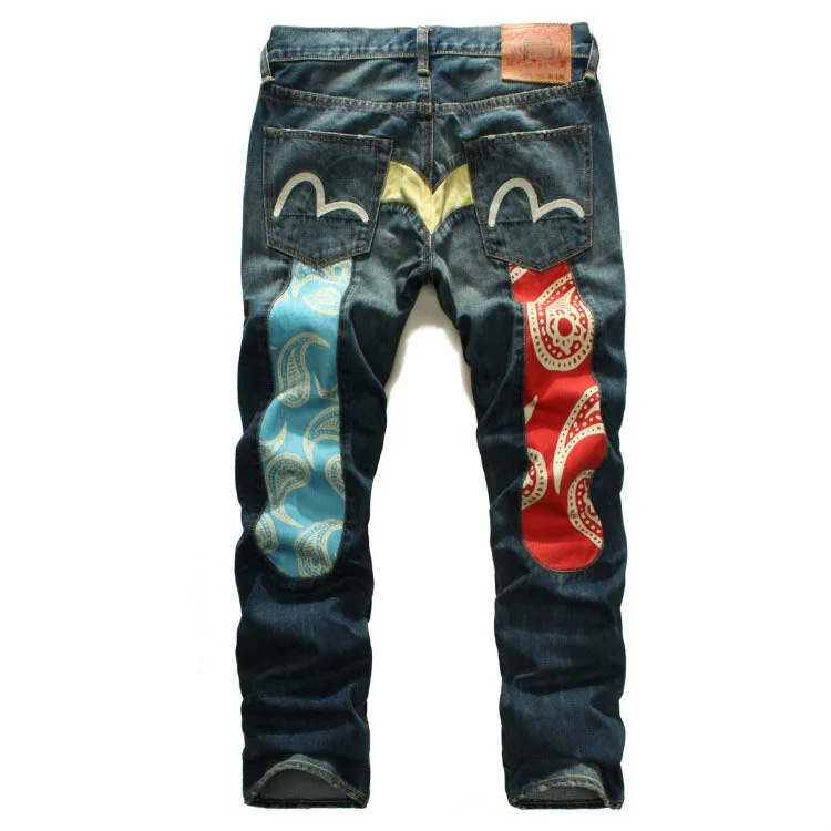 Evisu Новое поступление повседневные мужские дышащие джинсы высокого качества теплые мужские Брендовые прямые мужские брюки с вышивкой - Цвет: E6141