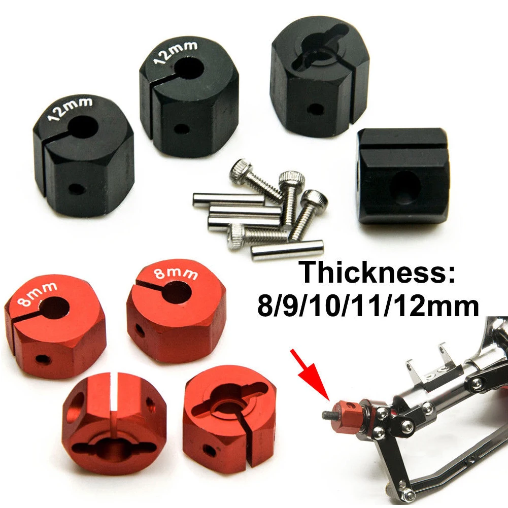 4Pcs 8/9/10/11/12mm Alloy For RC Rock Crawler Car Parts Thickness Replacement DIY Hex Wheel Hubs #C | Игрушки и хобби