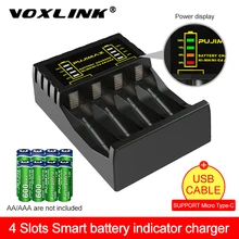 VOXLINK 4 slot Batterie Ladegerät für AAA/AA Akku Kurzschluss Schutz mit Led-anzeige Ni-Mh/Ni-Cd ladegerät