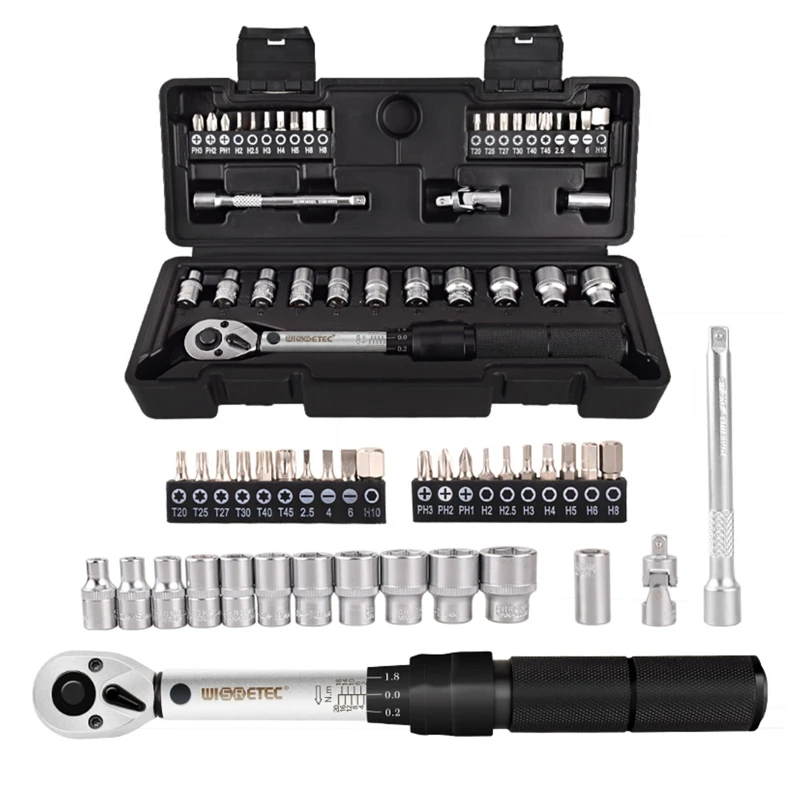 

35pcs/set 2-20Nm Ratchet Adjustable Torque Wrench Socket Bit Industrial Grade Bicycle Repair Hand Tools