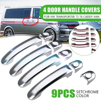 

9pcs Set ABS Chrome Door Handle Covers Trim For VW TRANSPORTER for T5 2003-2015 for T6 2015-up for CADDY VAN 2004-2015