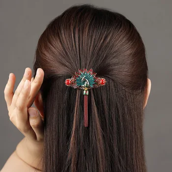

Oriental Ethnic Crystal Peacock Barrettes Wedding Bridal Hair Jewelry for Women or Girls in Assorted Colors