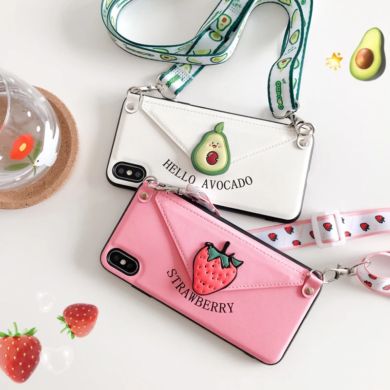 lovely Pattern Phone Case For iPhone 11 pro X XR XS Max 6 6S 7 8 Plus case with Lanyard |