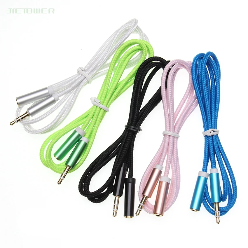 1000pcs lot 3 5mm Jack male TO 3 5mm Female braid Aux Extension Cable Audio Cable Headphone Extension Cable Cord for Computer