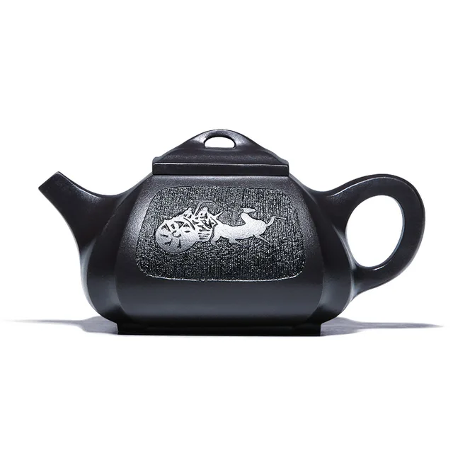 Discover the Exquisite Charm of the Pure Manual Undressed Ore Old Black Mud Small Carts Four Penghu-Glance Teapot Tea Set