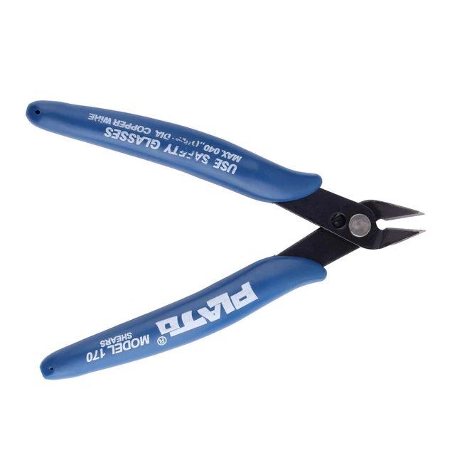 Flush-cutter pliers, for jewelry-making, pointy, blue, length 13 cm, 1pc
