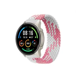 Braided Solo Loop Elastic Band Strap - L (Pink white)