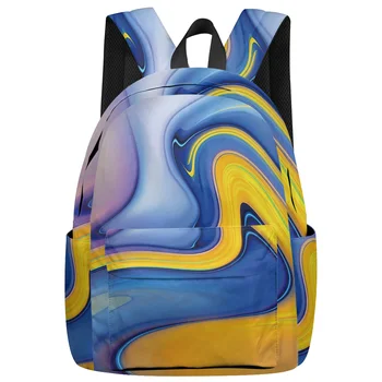 

Abstract Blue Paint Background Backpack Interior Key Chain Holder Luxury Backpack Arcuate Shoulder Strap