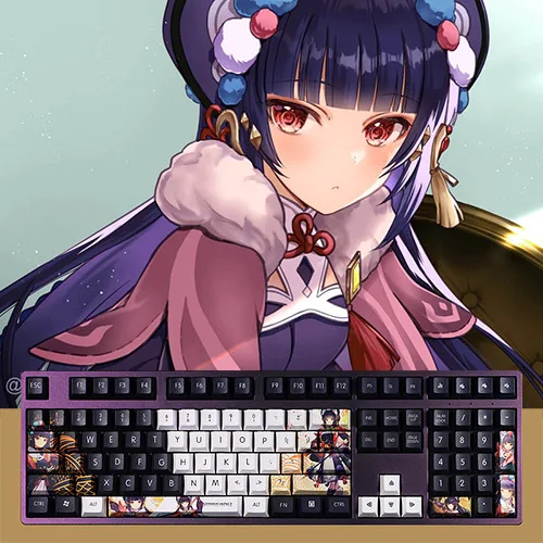 Genshin Impact Series Pbt Keycaps 108 Keys Set For Mechanical Keyboard