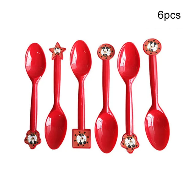 Mickey Mouse Theme Party Banner Party 6 People Disposable Plate Napkin Cup Cake Toppers for Kids Favor Flag Decoration Gifts spoon 6pcs