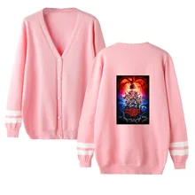 Странные Вещи мужской свитер-кардиган/Женские Новые поступления модный свитер с v-образным вырезом необычные вещи кардиган свитер Розовый Повседневный Топ