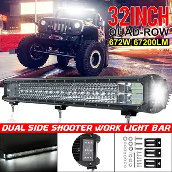 

672W 32inch Triple-row 224 LED Work Light 12/24V Long Bar Spot Light Flood Combo For Off-road SUV Truck Car Day Light