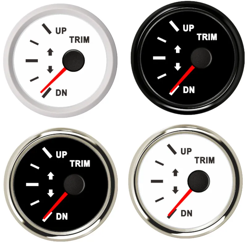 

52mm Marine Boat Trim Gauge UP-DN 0-190ohm 167-10ohm Fit for Car motorcycle instrument With Red Backlight 12V 24V