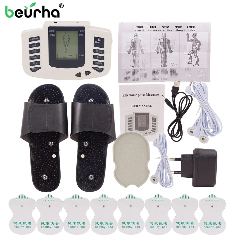 

Electrical Muscle Stimulator Russian Button Therapy Massager Pulse Tens Acupuncture Full Body Massage Health Care 16 Pads