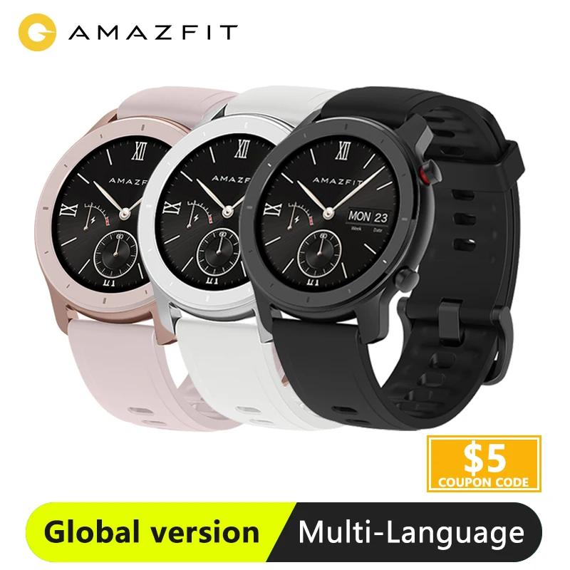 Глобальная версия умных часов Amazfit GTR GPS 42 мм 5ATM 24 дня женские Смарт