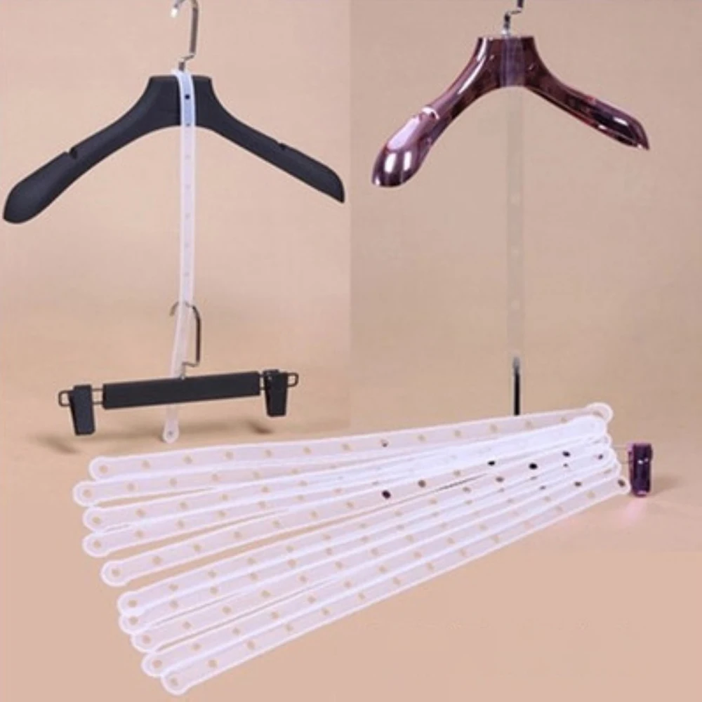 1PC Clear Hanger Connection Strip Set With Hanger Hole Pants Rack Holder Clothes Hang Strip Pants Clip Clothing Store Wholesale 2