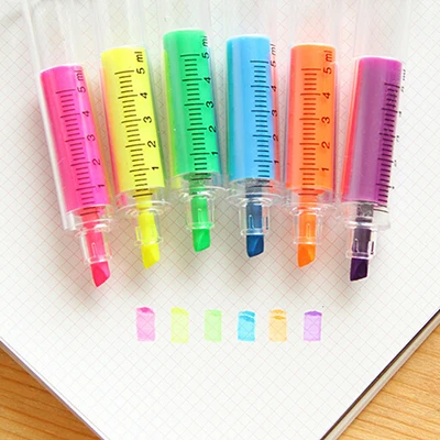 Office School Supplies Syringe Fluorescent Highlighter Pen Marker Pen Luminescent Pen Stationery