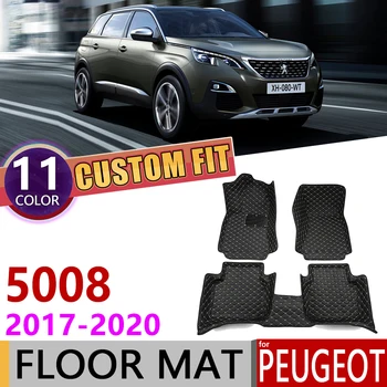 

Custom Leather Car Floor Mats for Peugeot 5008 T87 2017~2020 5 or 7 Seat Auto Waterprool Foot Pad Carpet Accessories 2018 2019